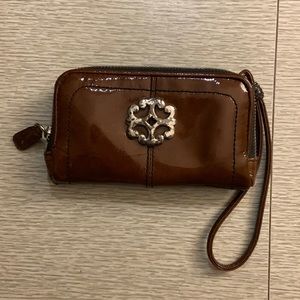 Brighton Brazos Card Wristlet Wallet brown leather